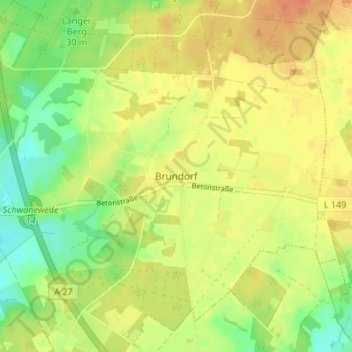 Carte topographique Brundorf, altitude, relief