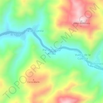 Carte topographique Pie de Cuesta Arriba, altitude, relief