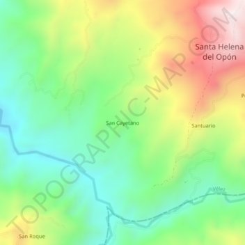 Carte topographique San Cayetano, altitude, relief