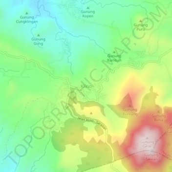 Carte topographique Klino, altitude, relief