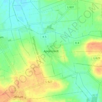 Carte topographique Apelnstedt, altitude, relief
