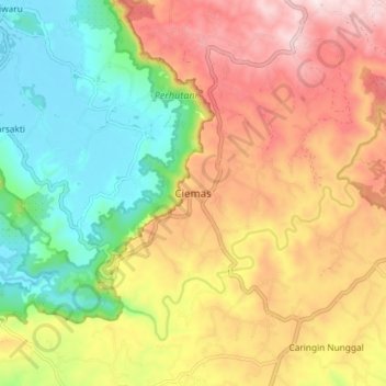 Carte topographique Ciemas, altitude, relief
