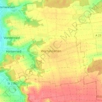Carte topographique Wortelstetten, altitude, relief