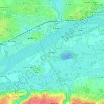 Carte topographique Les Léards, altitude, relief