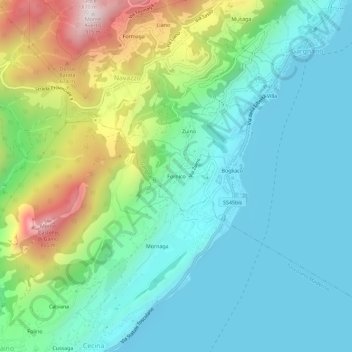 Carte topographique Fornico, altitude, relief