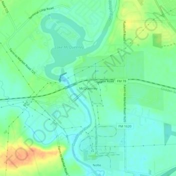 Carte topographique McQueeney, altitude, relief