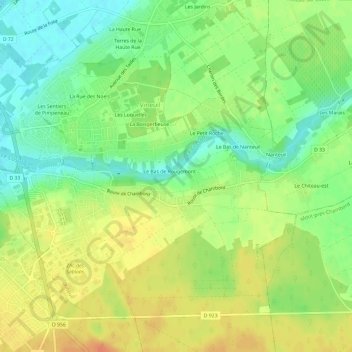 Carte topographique La Curée, altitude, relief