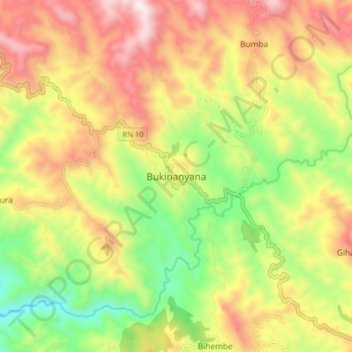 Carte topographique Bukinanyana, altitude, relief