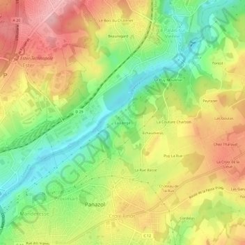 Carte topographique La Longe, altitude, relief