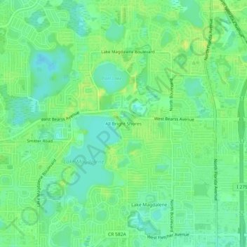 Carte topographique All Bright Shores, altitude, relief