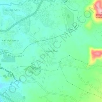 Carte topographique Paniki Atas, altitude, relief