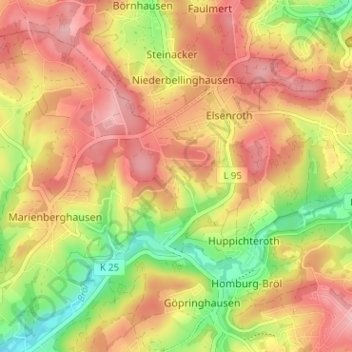 Carte topographique Gerhardsiefen, altitude, relief