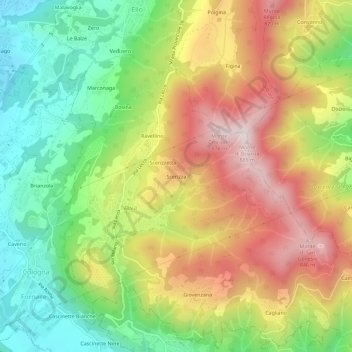 Carte topographique Scerizza, altitude, relief