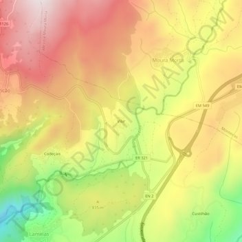 Carte topographique Vilar, altitude, relief