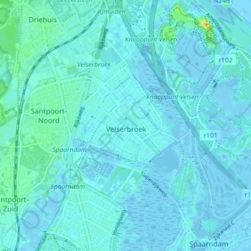 Carte topographique Velserbroek, altitude, relief