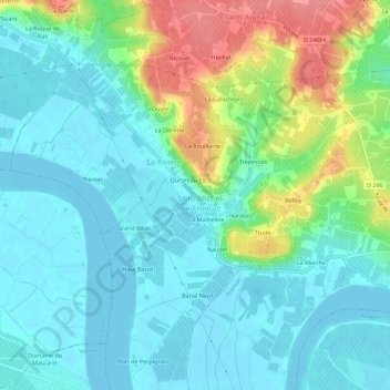Carte topographique La Croix Blanche, altitude, relief