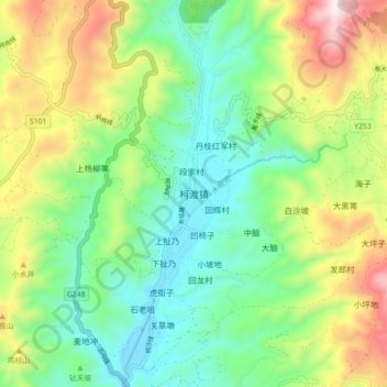 Carte topographique Kedu, altitude, relief