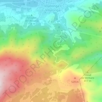 Carte topographique Costera de la Llacuna, altitude, relief