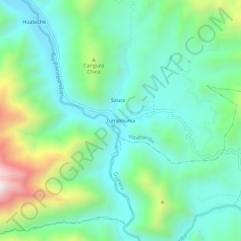 Carte topographique Tumianuma, altitude, relief