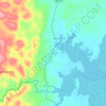 Carte topographique Limeira, altitude, relief