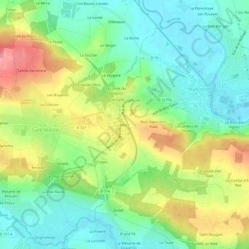 Carte topographique Pasco, altitude, relief