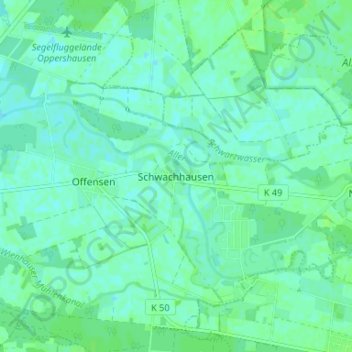 Carte topographique Schwachhausen, altitude, relief