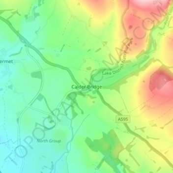 Carte topographique Calder Bridge, altitude, relief