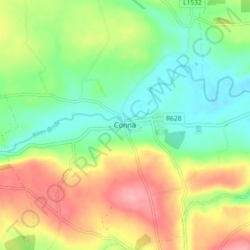 Carte topographique Conna, altitude, relief