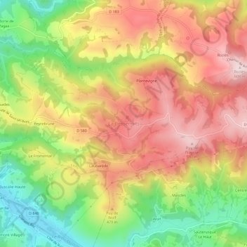 Carte topographique La Bessenoits, altitude, relief