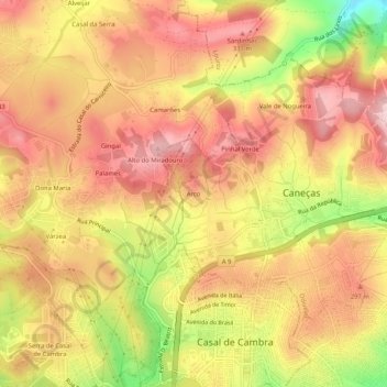 Carte topographique Arco, altitude, relief