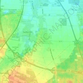 Carte topographique Bergham, altitude, relief
