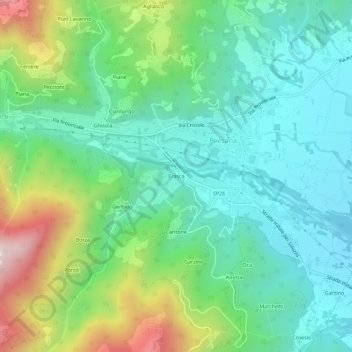 Carte topographique Erasca, altitude, relief