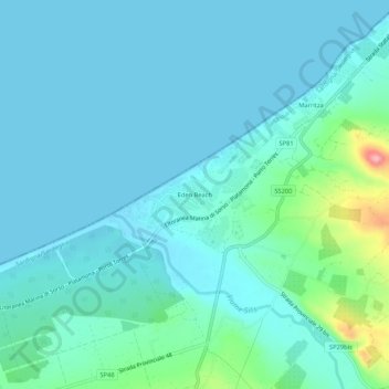 Carte topographique Eden Beach, altitude, relief