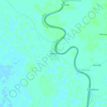 Carte topographique Adamé, altitude, relief