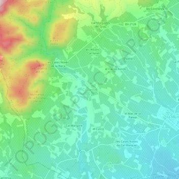 Carte topographique Castellví, altitude, relief