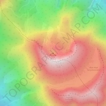 Carte topographique Mount Gede, altitude, relief