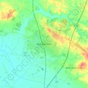 Carte topographique Brønderslev, altitude, relief