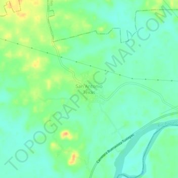 Carte topographique San Antonio Texas, altitude, relief