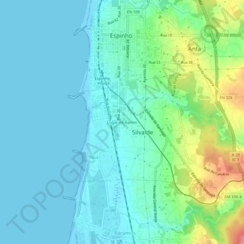 Carte topographique Lugar de Barros, altitude, relief