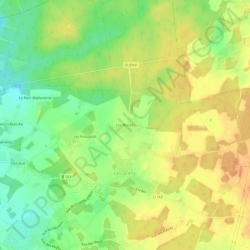 Carte topographique Les Musets, altitude, relief