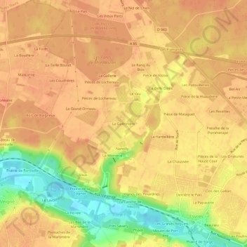 Carte topographique La Guérinière, altitude, relief