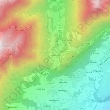 Carte topographique Mallapalud, altitude, relief