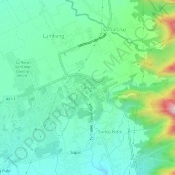 Carte topographique Talisay, altitude, relief