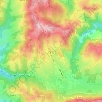 Carte topographique Courbou, altitude, relief