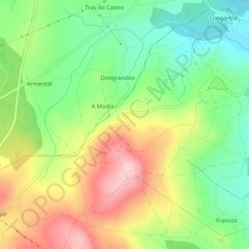 Carte topographique As Estibadas, altitude, relief