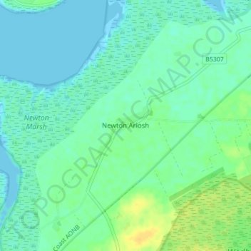 Carte topographique Newton Arlosh, altitude, relief