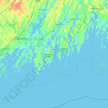 Carte topographique Five Islands, altitude, relief
