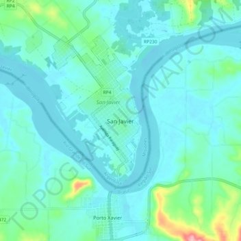 Carte topographique San Javier, altitude, relief