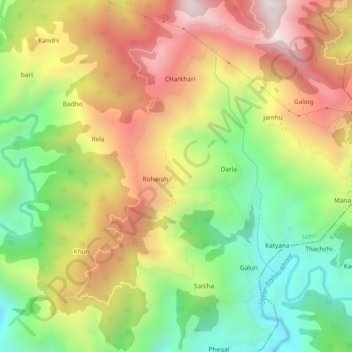 Carte topographique Preshi, altitude, relief