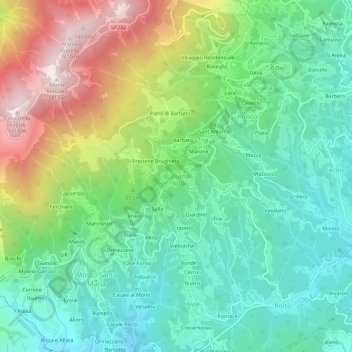 Carte topographique Bulliana, altitude, relief